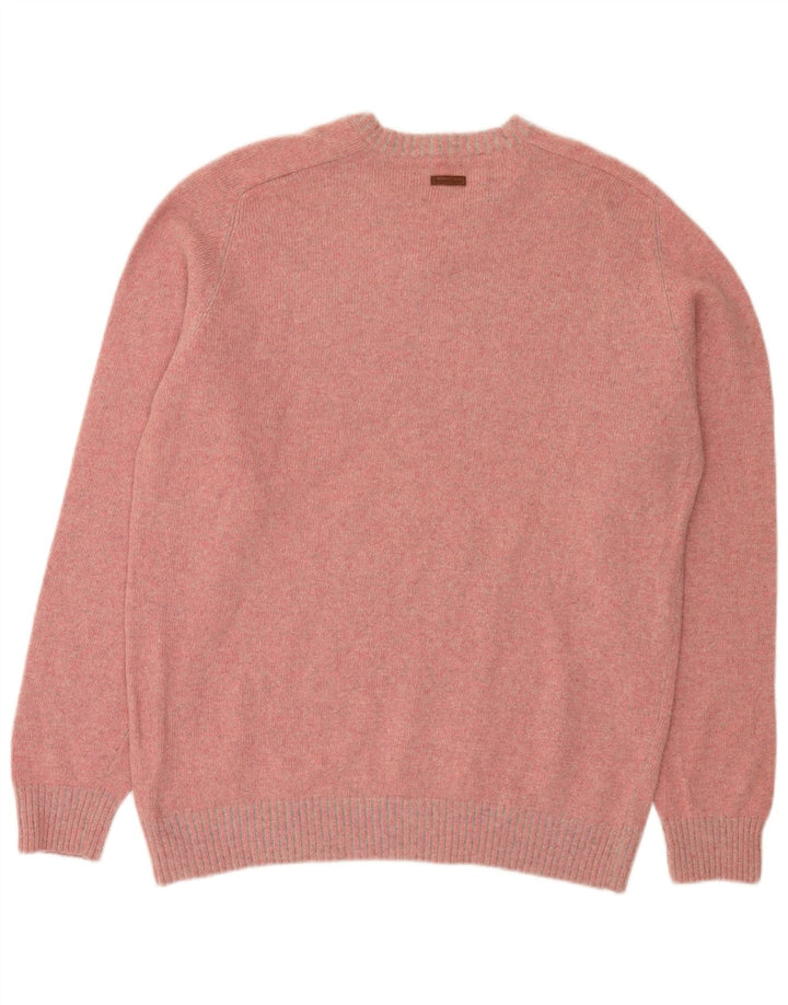 Marlboro Classics Męski sweter z dekoltem w kształcie litery V 2XL Różowa wełna