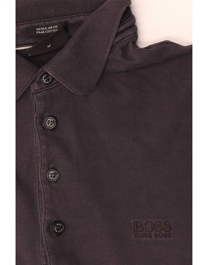 Męska koszulka polo Hugo Boss z długim rękawem i regularnym krojem, średnia czarna bawełna