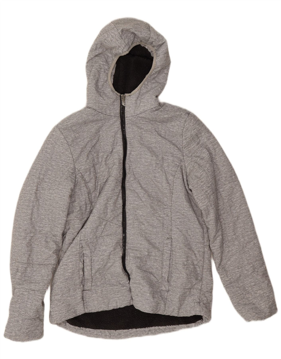 Damska kurtka New Balance Sherpa z kapturem UK 14, średnioszara, w jodełkę