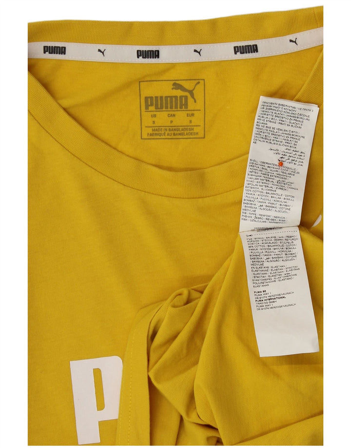 Damska koszulka PUMA Crop Oversize z grafiką Top UK 10 Small, żółta bawełna
