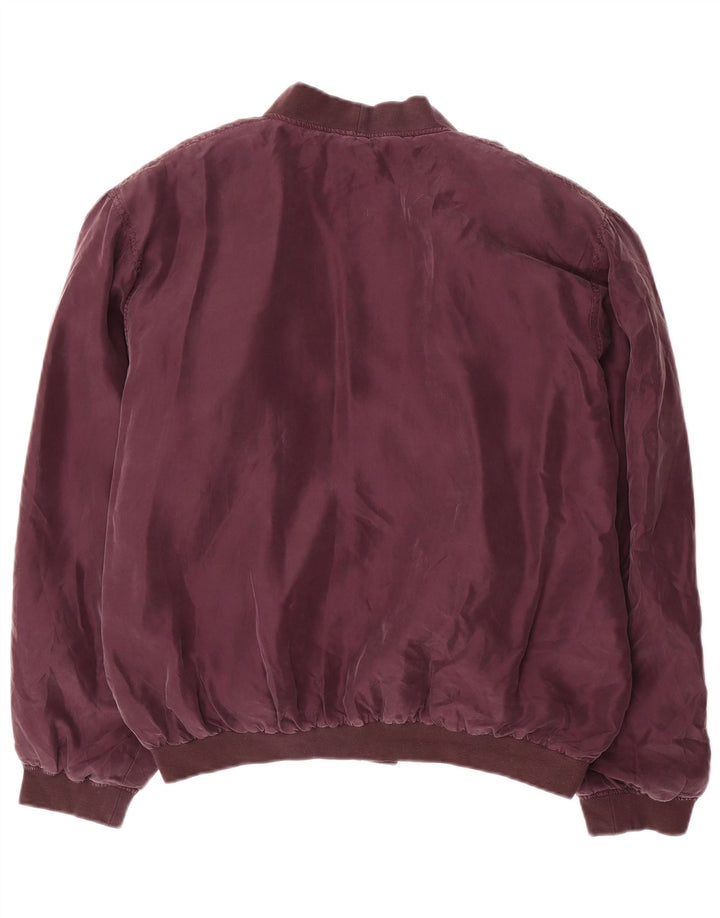 Męska kurtka bomber w stylu vintage UK 38 Średni fioletowy jedwab