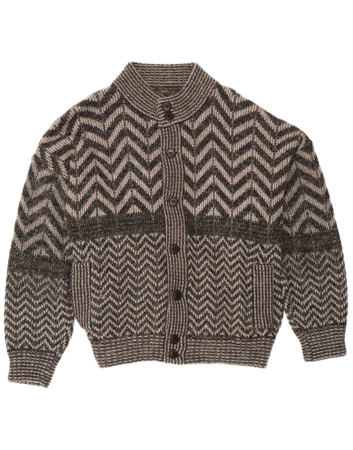 Vintage męski sweter rozpinany XL szary jodełka