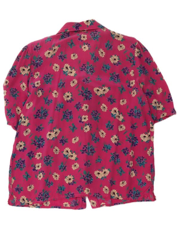 Bluzka damska z krótkim rękawem w stylu vintage, UK 18 XL, w różowe kwiaty