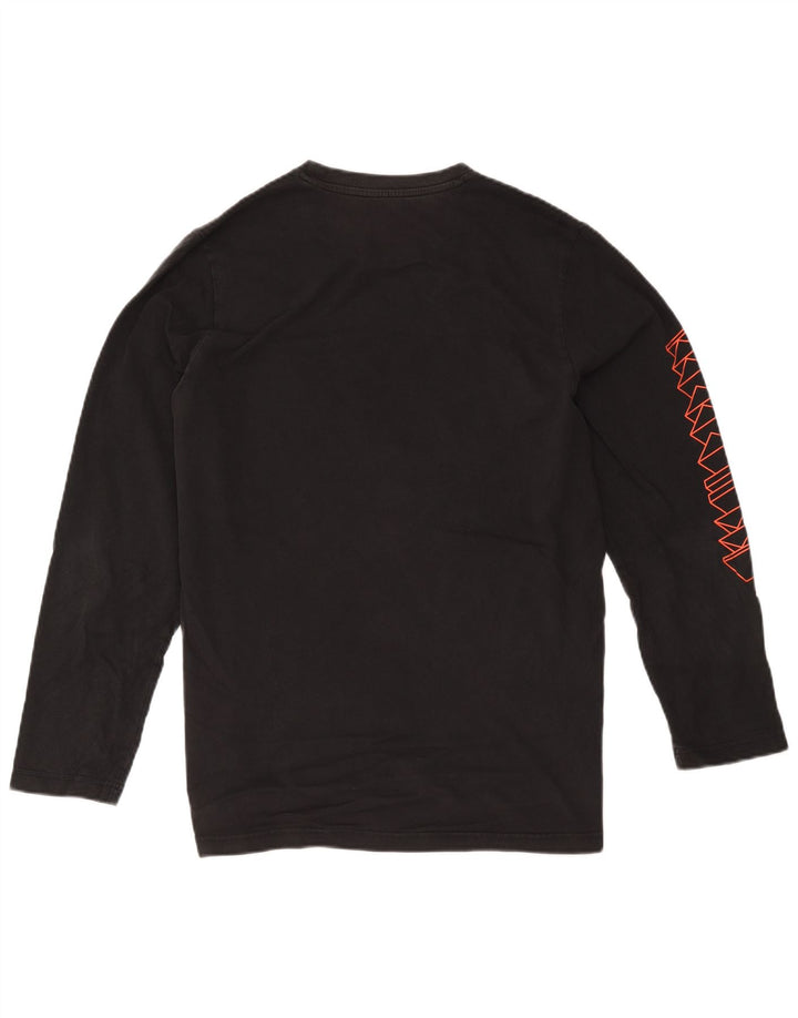 Adidas Męski graficzny top z długim rękawem, duży, czarny, bawełniany