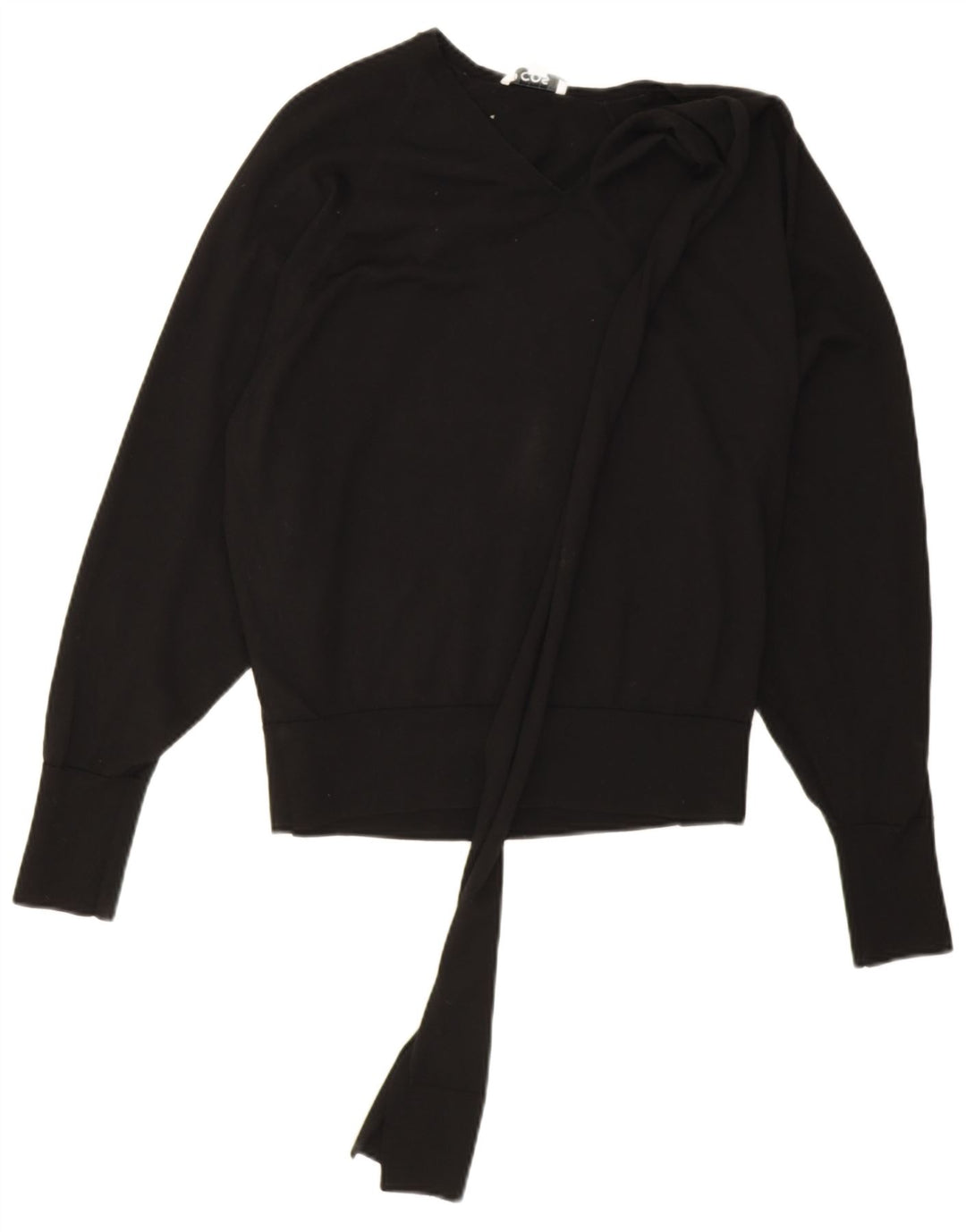 Cos Damski sweter oversize z dekoltem w kształcie litery V, UK 10, mała czarna wełna