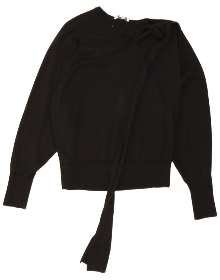 Cos Damski sweter oversize z dekoltem w kształcie litery V, UK 10, mała czarna wełna