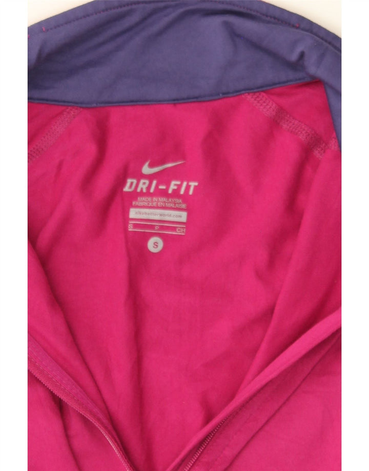 NIKE Womens Dri Fit Zip Neck Pullover Tracksuit Top UK 10 Small Pink Vintage Nike and Second-Hand Nike from Messina Hembry 