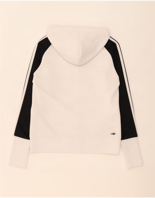 Damska bluza z kapturem Adidas Climalite Zip UK 12 Medium White Colorblock