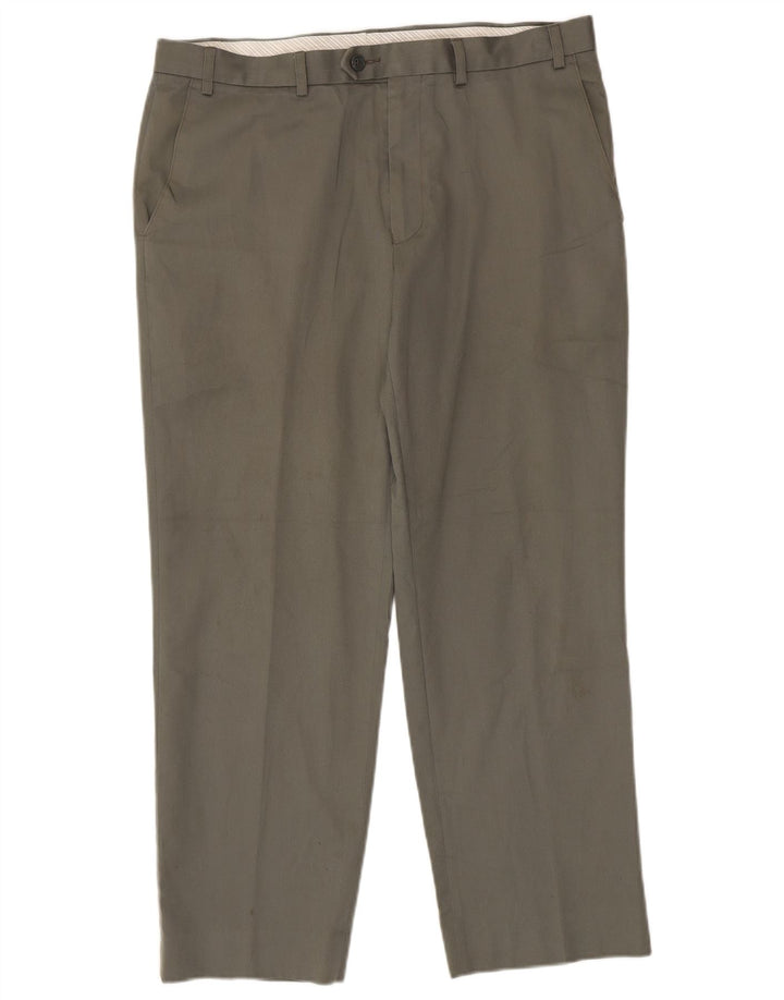 Męskie proste spodnie garniturowe Marks & Spencer W36 L29 Khaki Poliester