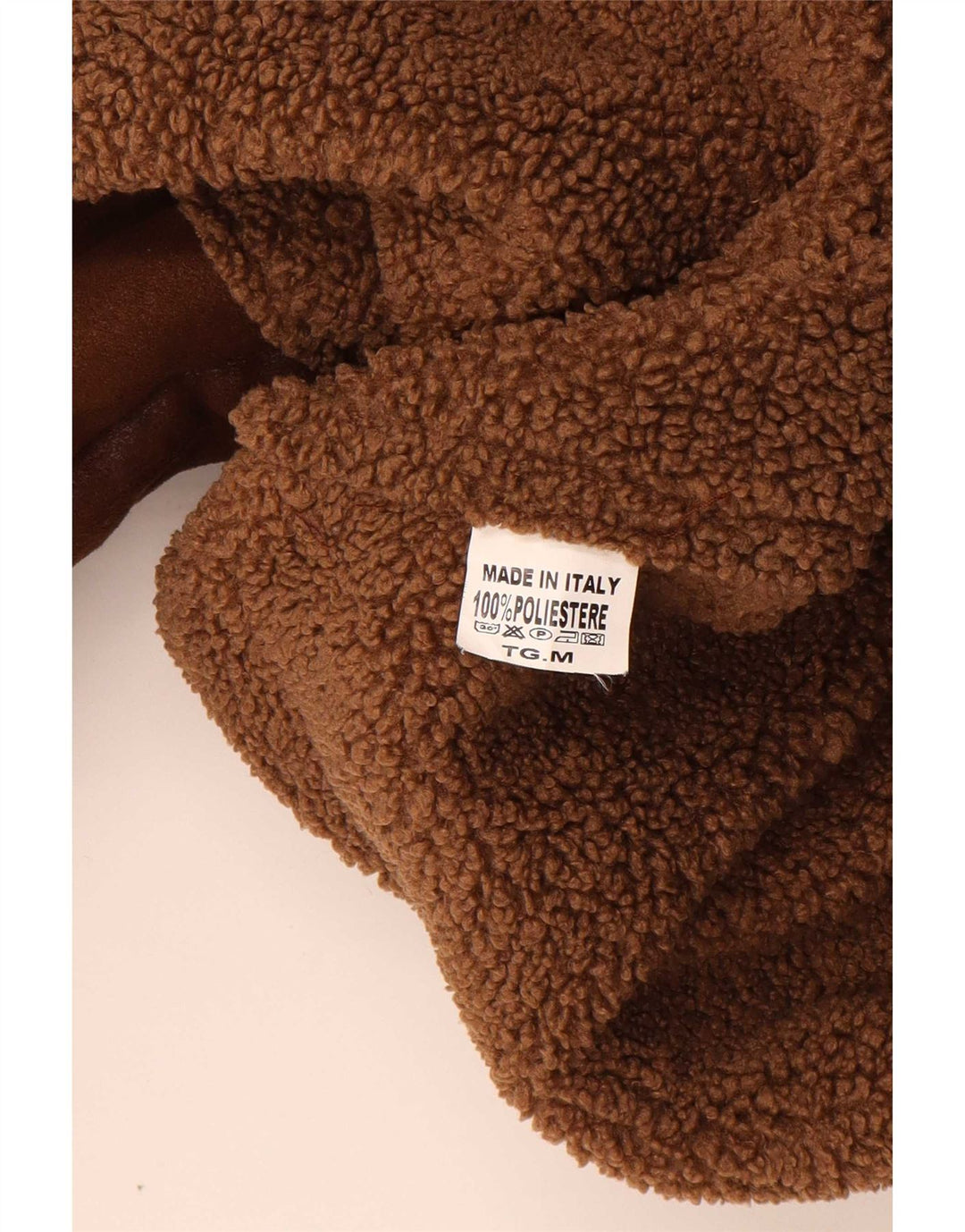 Vintage damska kurtka oversize Sherpa z rękawem 3/4 UK 14, średni brąz