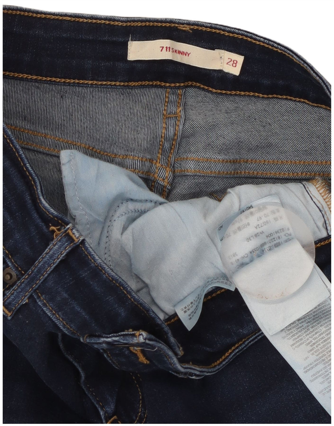 Damskie jeansy Levi's 711 Skinny W28 L30 Niebieskie bawełniane
