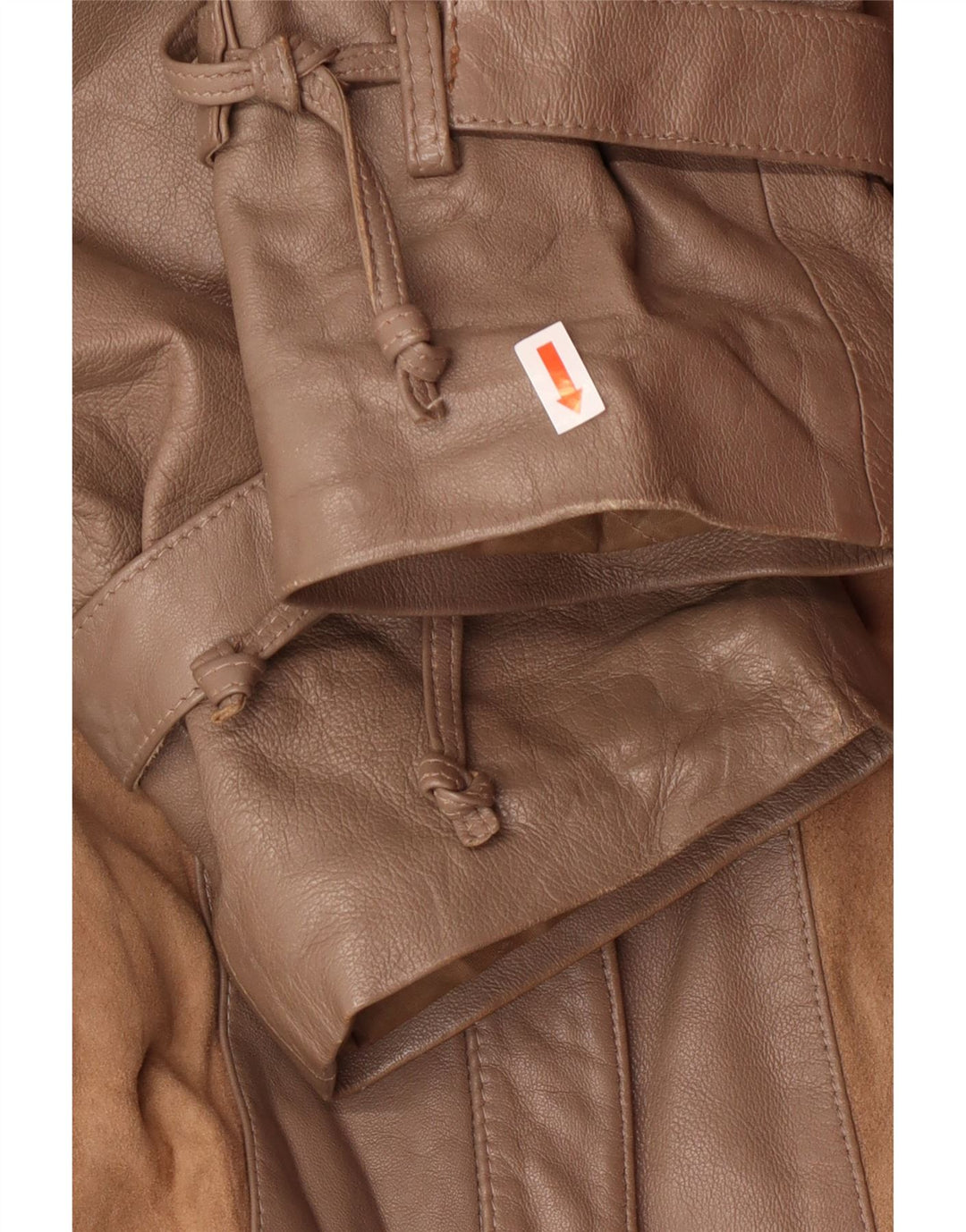 Damski płaszcz skórzany o luźnym kroju Norma UK 14, klasyczny, w średnie brązowe paski