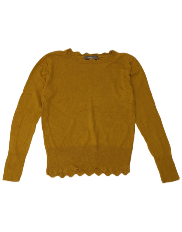 Damski sweter Oasis z dekoltem w łódkę UK 10 Small, żółta wiskoza