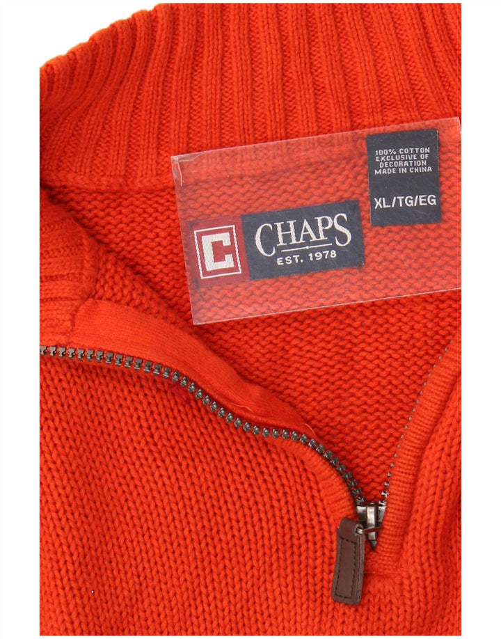 Męski sweter zapinany na zamek CHAPS XL, pomarańczowy, bawełniany