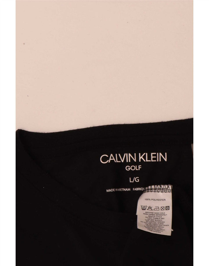 Męska koszulka golfowa Calvin Klein, duża, czarna, poliestrowa