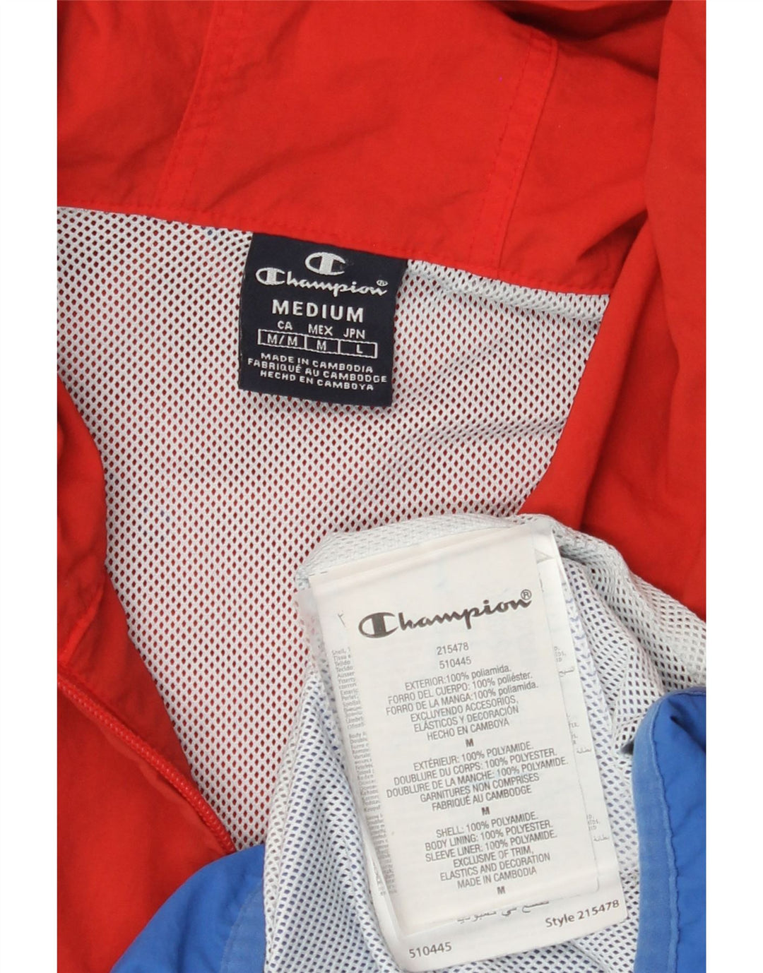 Męska kurtka Champion Graphic Anorak UK 38 Średnioniebieski poliamid z blokami kolorów