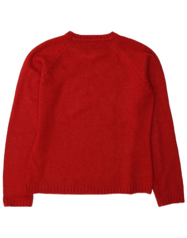 Sweter damski Zara z okrągłym dekoltem UK 14, duży, czerwony akryl