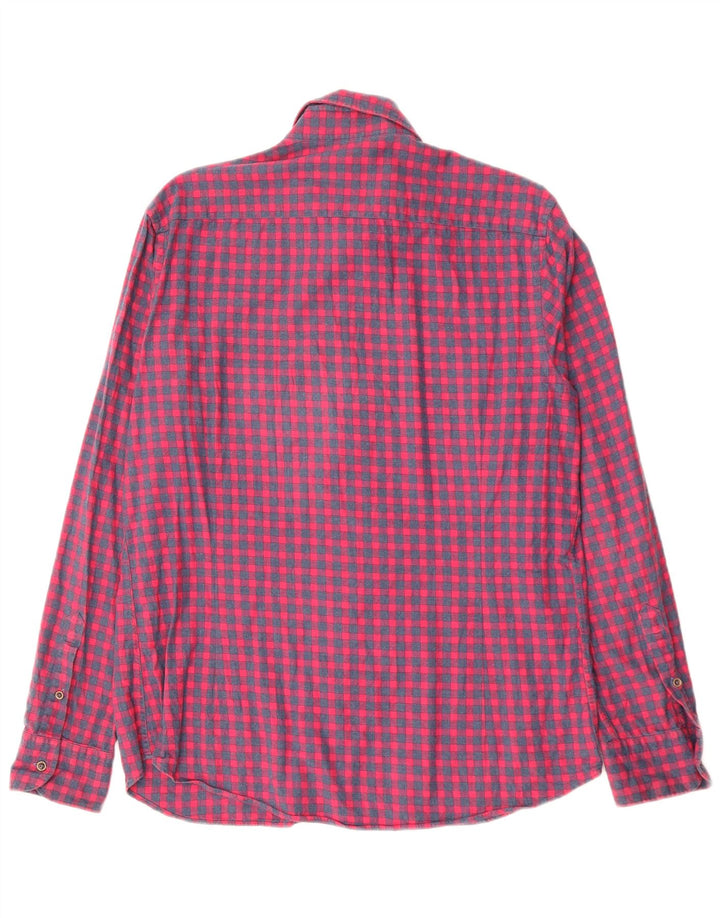 MASSIMO DUTTI Męska koszula flanelowa, duża, czerwona, bawełniana w kratkę