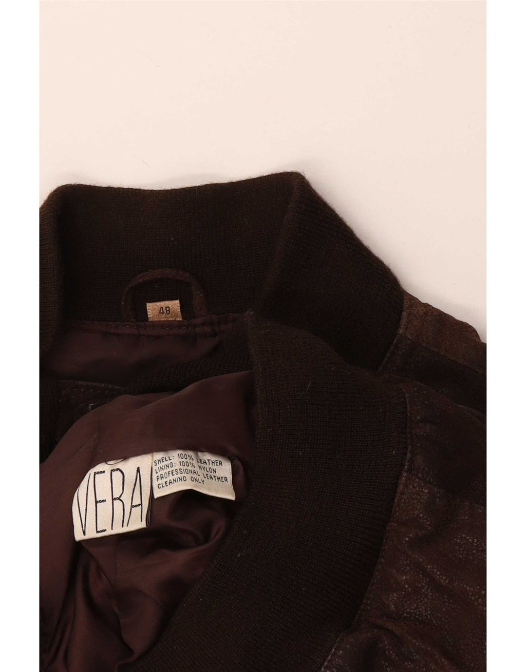 Vintage męska kurtka skórzana bomber IT 48 średni brąz