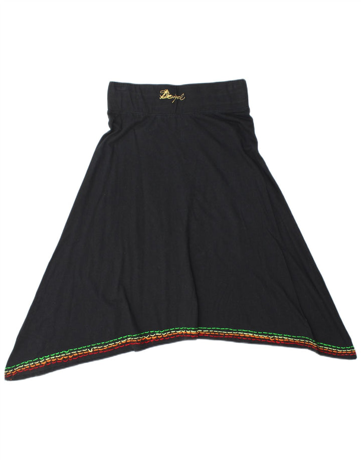 Desigual damska graficzna asymetryczna spódnica średnia W28 czarna bawełniana w kwiaty