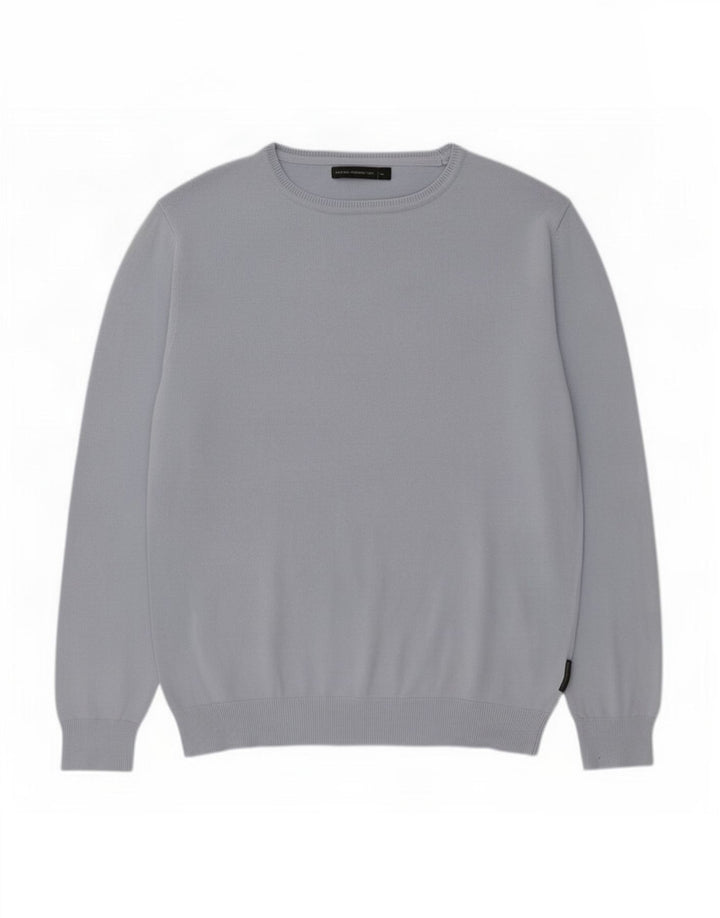 Męski sweter z dekoltem w łódkę French Connection XL, niebieska bawełna