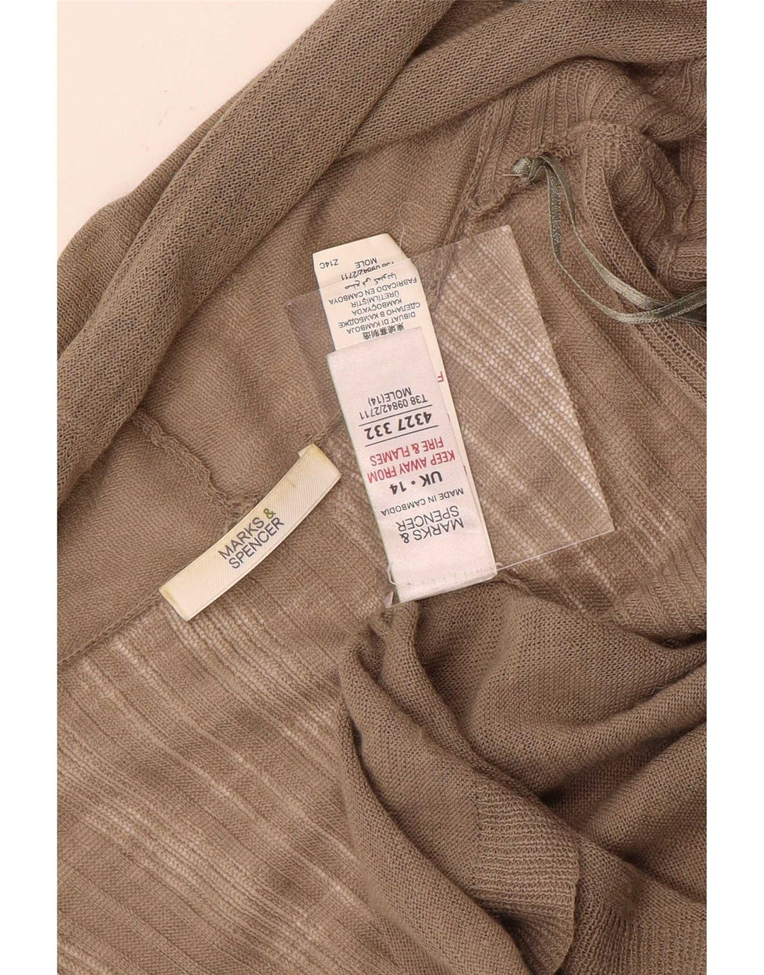 Marks & Spencer Damski sweter rozpinany o długim kroju, UK 14, średni brąz