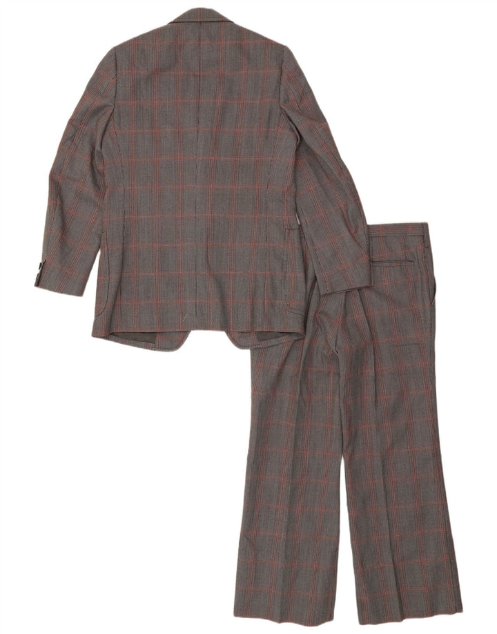Marzotto Męski garnitur zapinany na 2 guziki IT 48 Medium W32 L28 Szara kratka