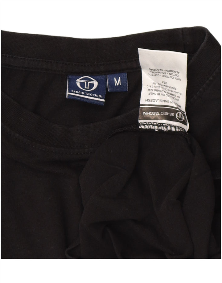 SERGIO TACCHINI Womens T-Shirt Top UK 14 Medium Black Cotton