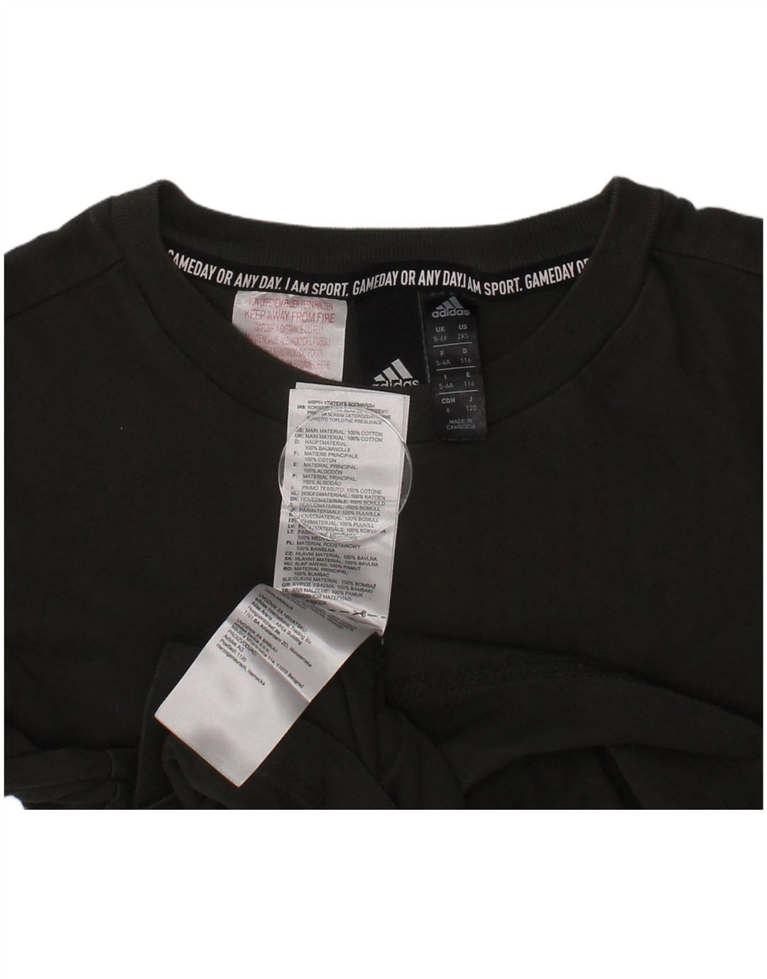 Chłopięca koszulka z grafiką Adidas, 5-6 lat, bawełna khaki