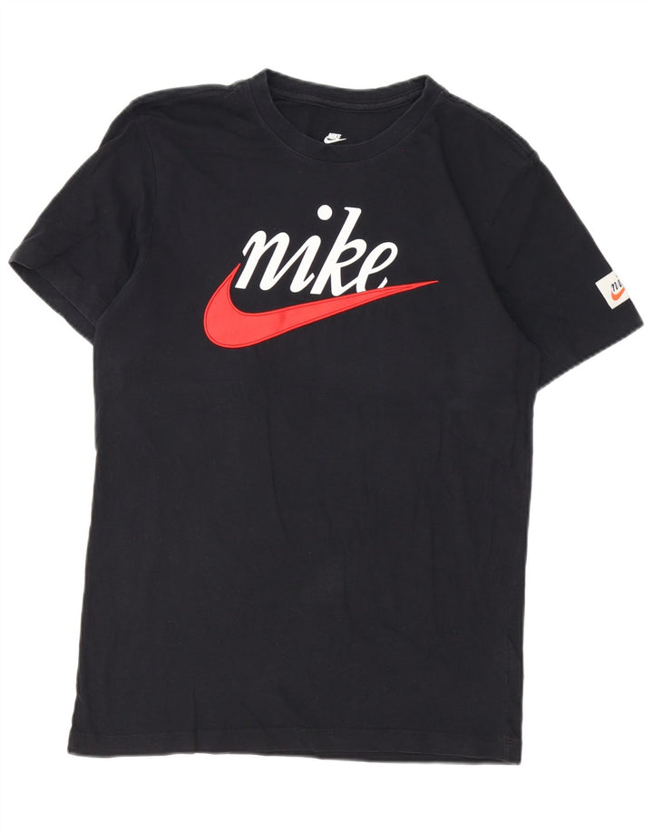 Męski T-shirt z grafiką Nike, mały, czarny, bawełniany