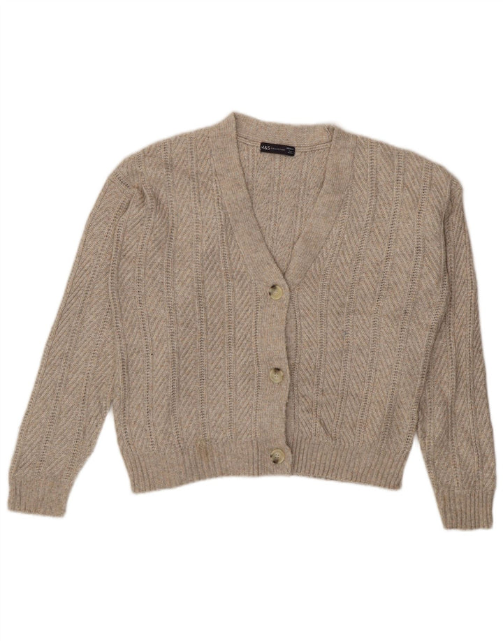 Marks & Spencer Krótki sweter damski, UK 14, średni beżowy poliester