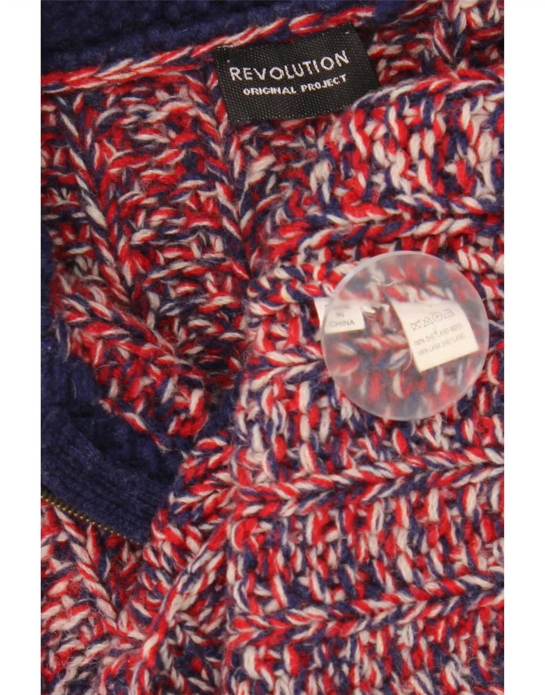 Sweter męski w stylu vintage, mały, czerwony, nakrapiany wełniany