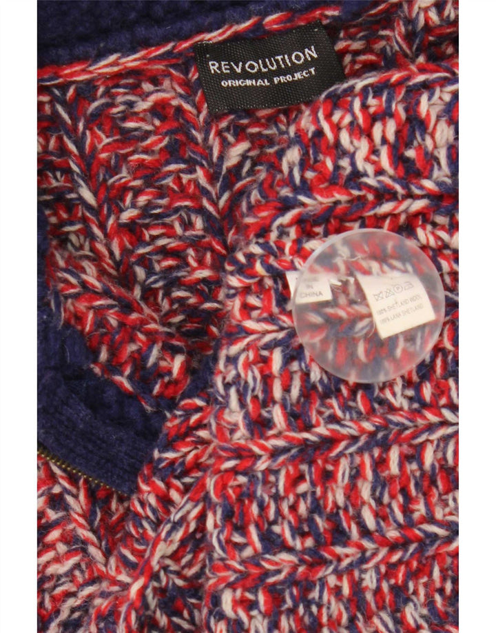 Sweter męski w stylu vintage, mały, czerwony, nakrapiany wełniany