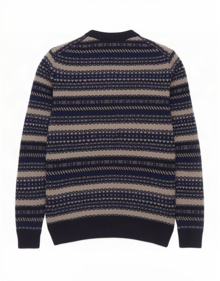 Marks & Spencer Męski sweter z okrągłym dekoltem, średni granatowy Fair Isle