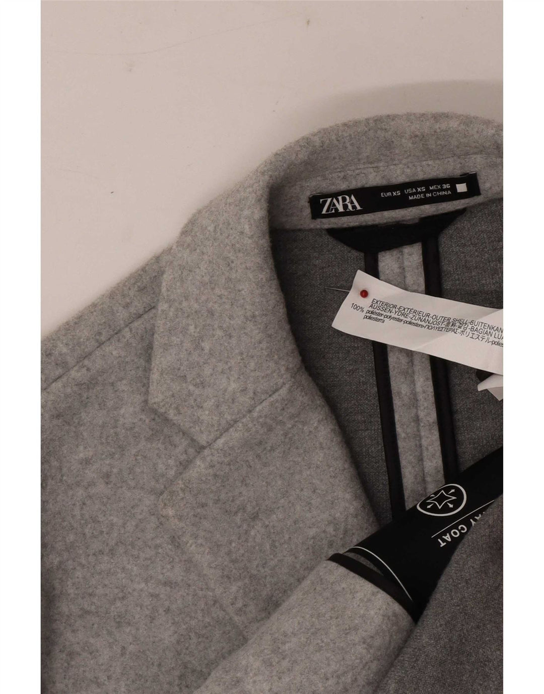 Płaszcz męski Zara UK 34 XS Szary, nakrapiany poliester