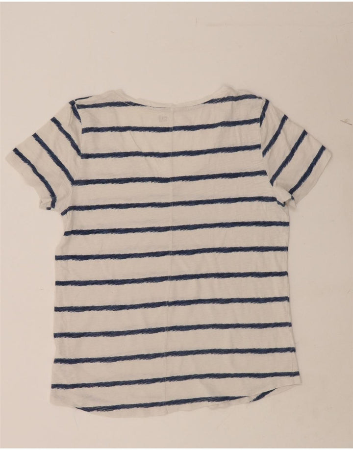 GAP Womens T-Shirt Top UK 14 Medium White Striped Cotton Vintage Gap and Second-Hand Gap from Messina Hembry 
