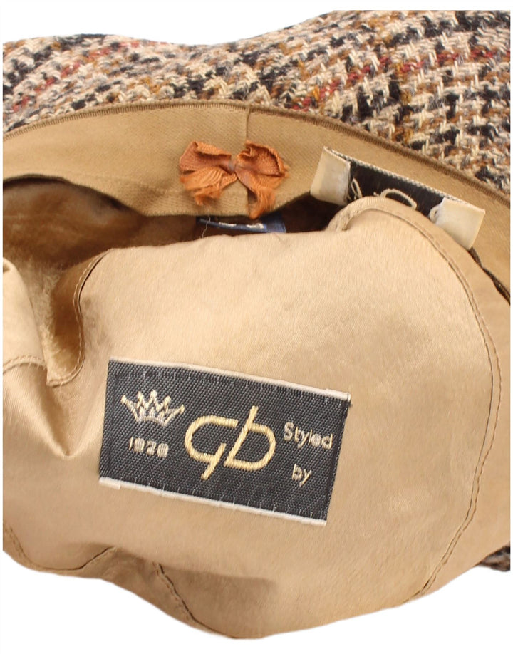 Vintage męski kapelusz typu Bucket, duży, beżowy, klasyczny w pepitkę