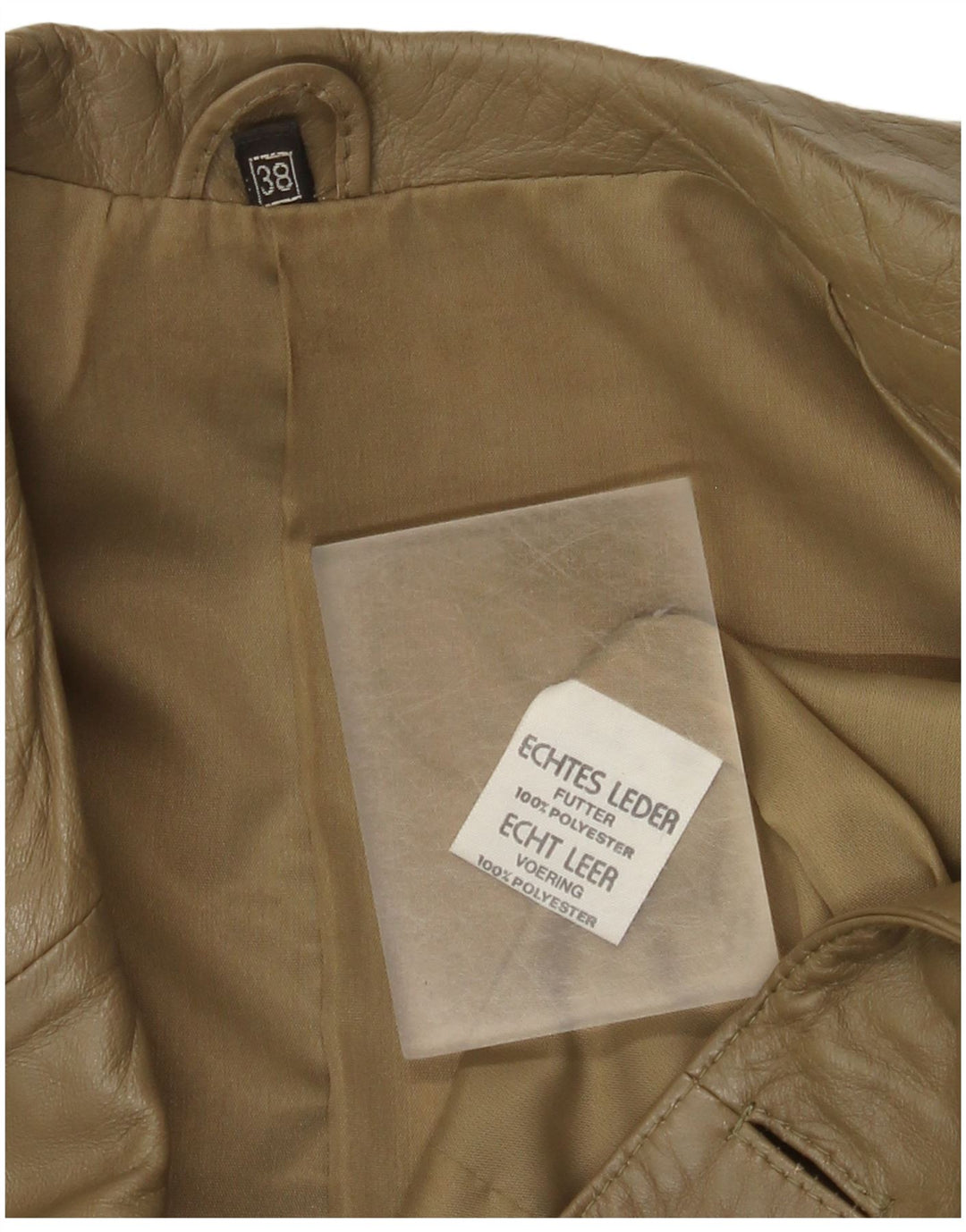 Vintage damska kurtka skórzana oversize IT 38 XS ze skóry khaki