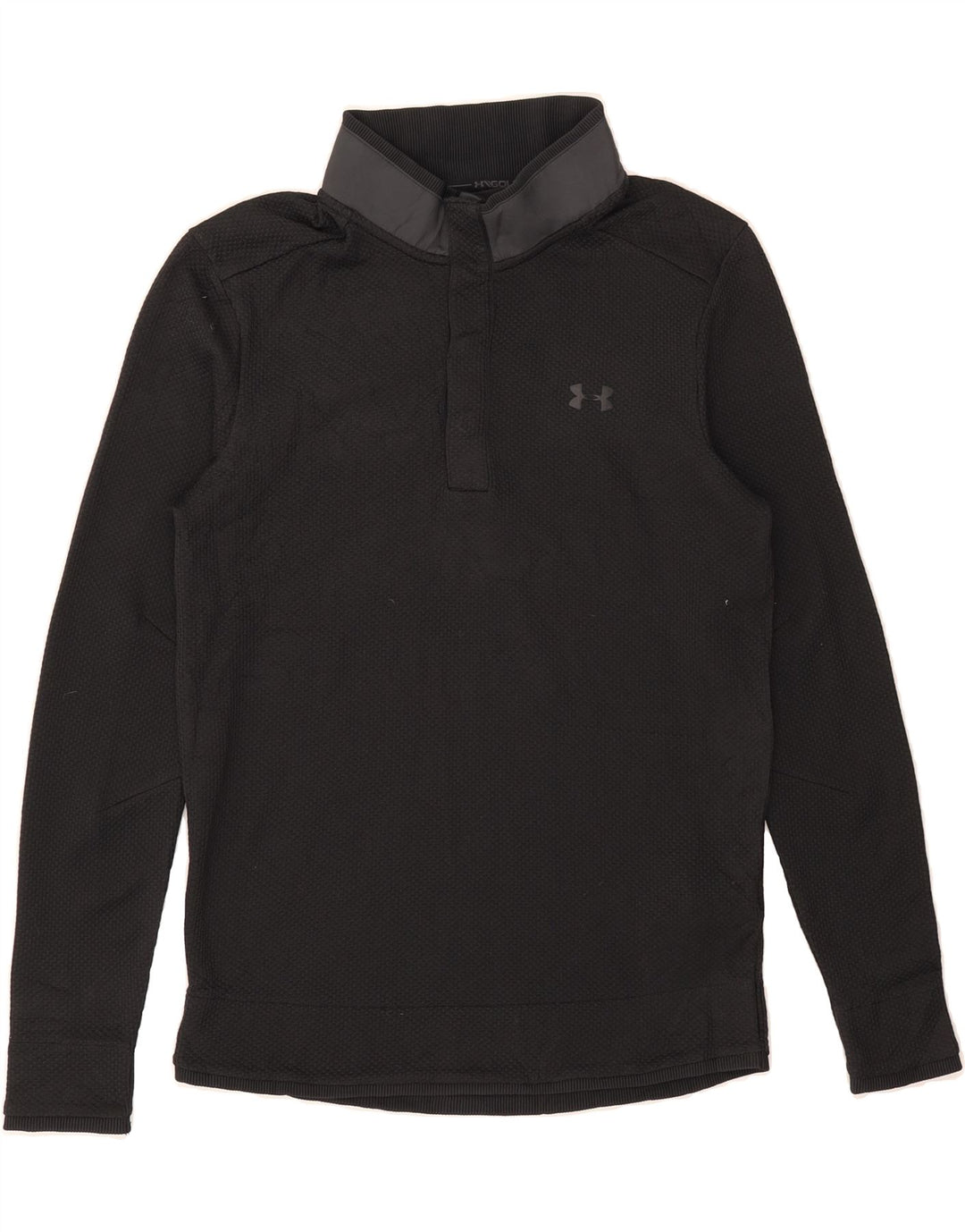 UNDER ARMOUR Mens Cold Gear Button Neck Sweatshirt Jumper Small Black Vintage Under Armour and Second-Hand Under Armour from Messina Hembry 
