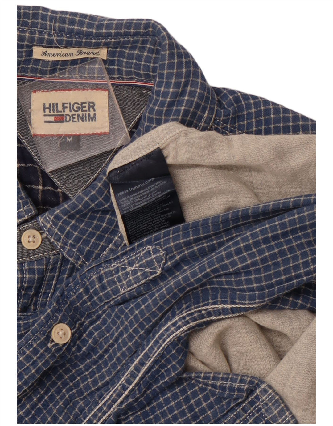 Koszula męska TOMMY HILFIGER, bawełniana, w średnią granatową kratkę