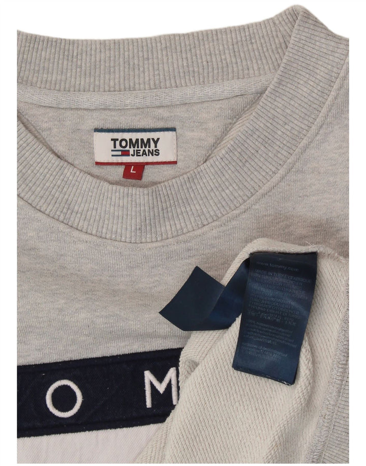 Damska bluza TOMMY HILFIGER Crop Graphic Jumper UK 16, duża, szara