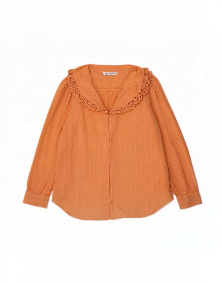 Damska bluzka koszulowa oversize Zara UK 10, mała, pomarańczowa, bawełniana