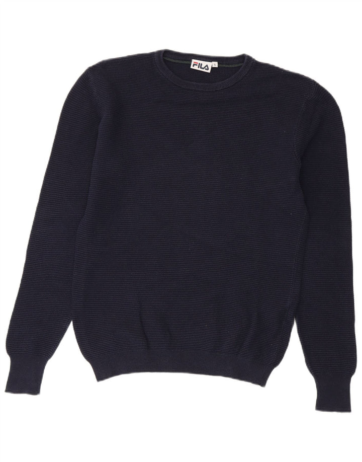 FILA Męski sweter z okrągłym dekoltem, mały, granatowy, bawełniany