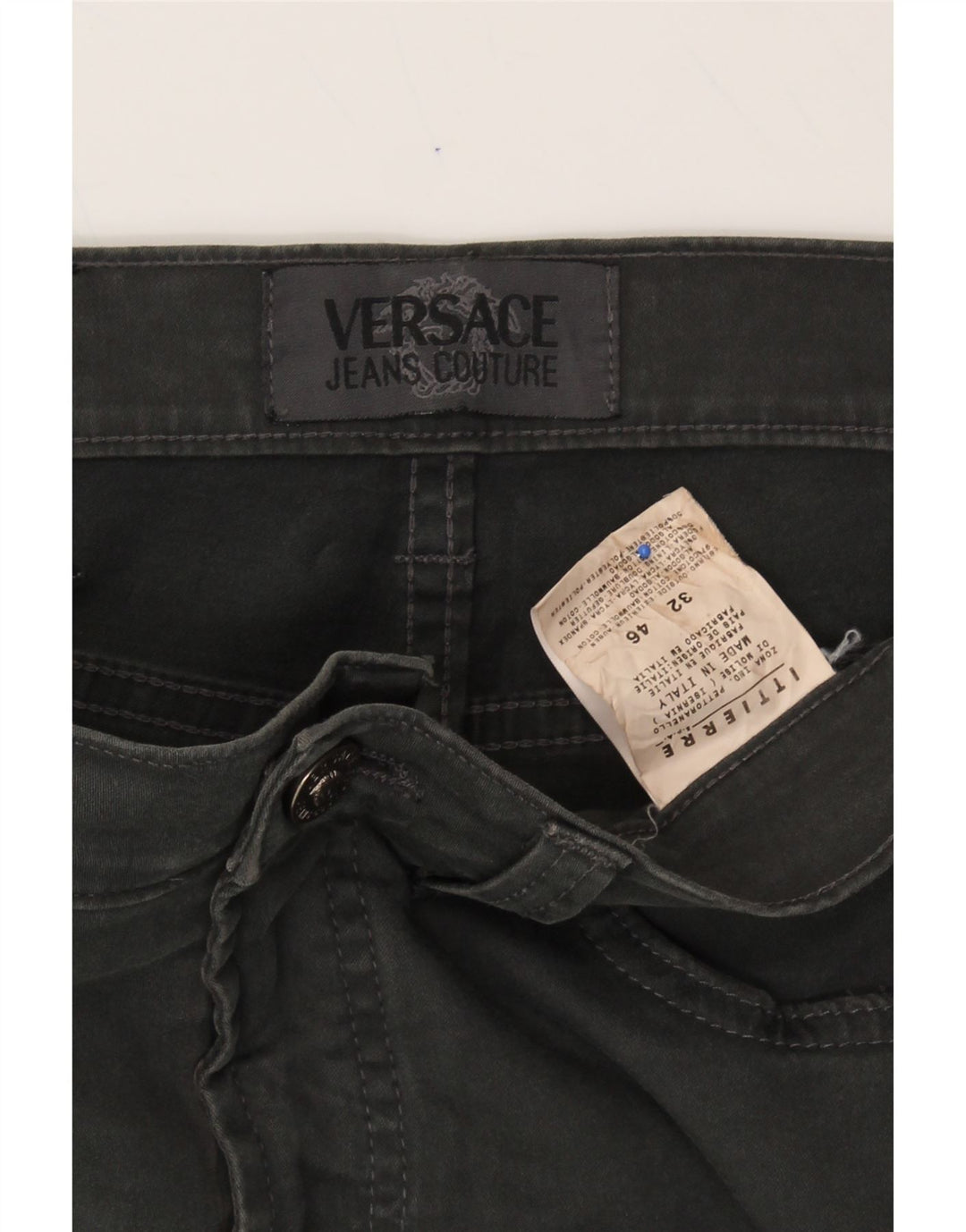 VERSACE Womens Straight Casual Trousers W32 L27 Grey Cotton Vintage Versace and Second-Hand Versace from Messina Hembry 