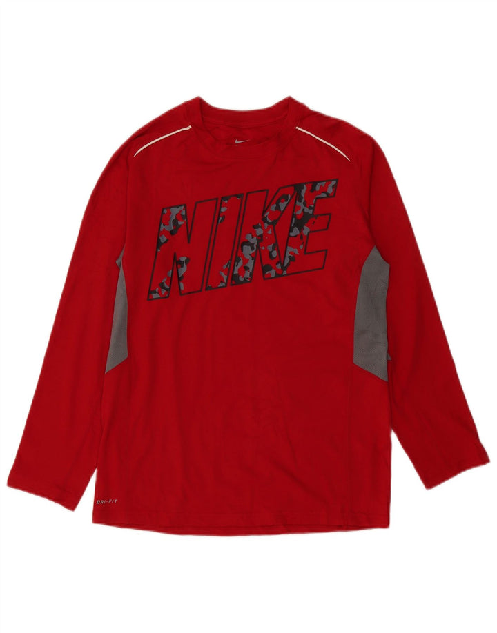 Damska koszulka Nike Dri Fit Graphic z długim rękawem, UK 16, duży, czerwony poliester