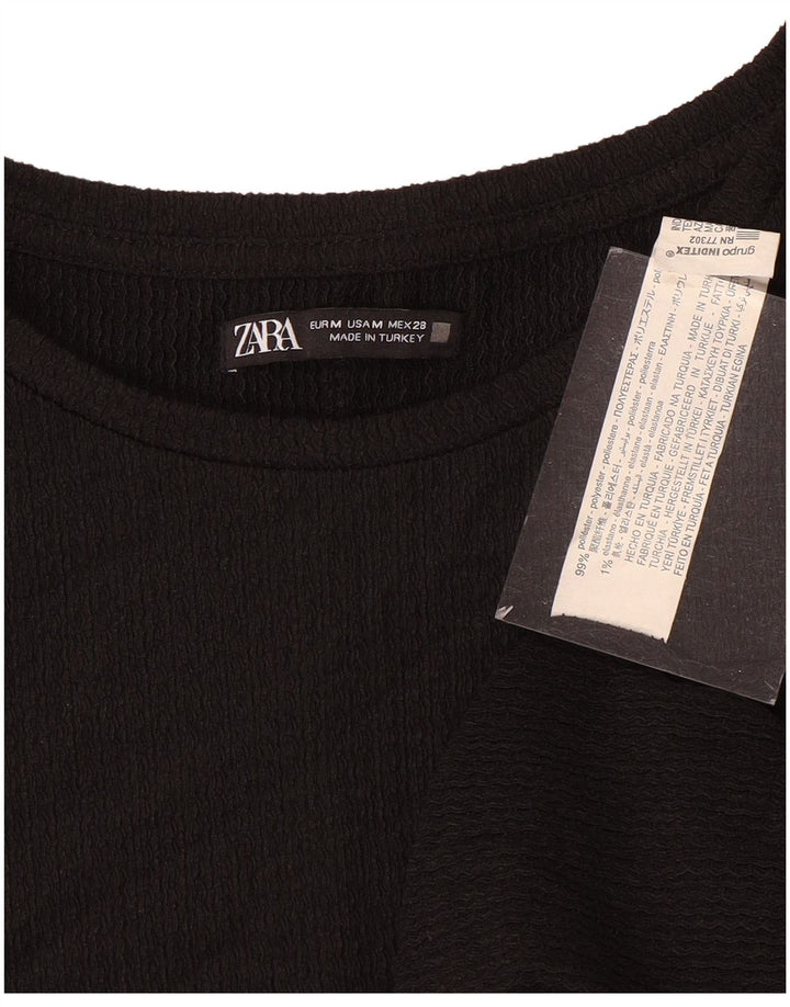 T-shirt damski Zara Top UK 14, średni czarny poliester