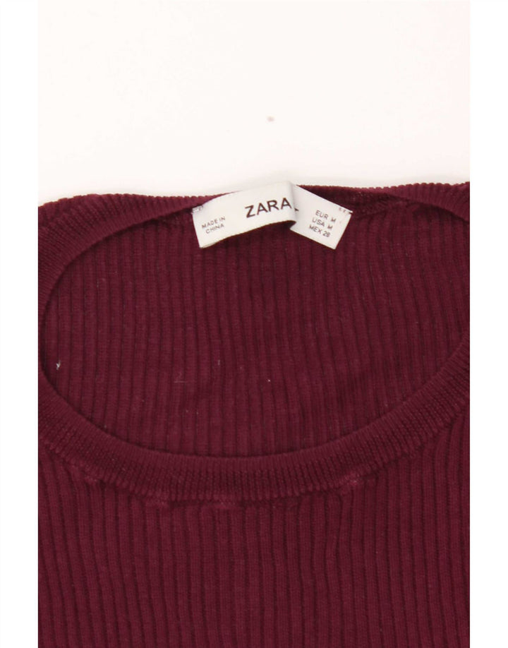 T-shirt damski Zara Top UK 12 średni burgund