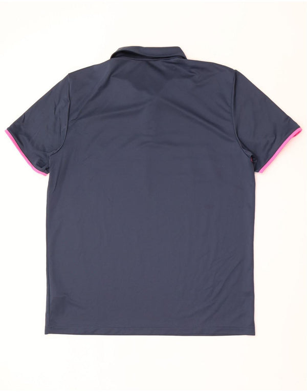 Męska koszulka polo Adidas, duża, granatowa, z blokami kolorów, poliestrowa