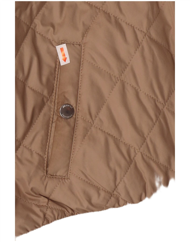 Damska pikowana kurtka z kapturem HOLLISTER UK 10, mała, beżowa, poliester