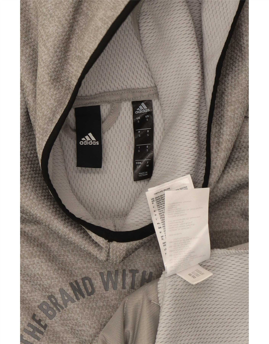 Męska bluza z kapturem Adidas z grafiką, mała, szara, z poliestru